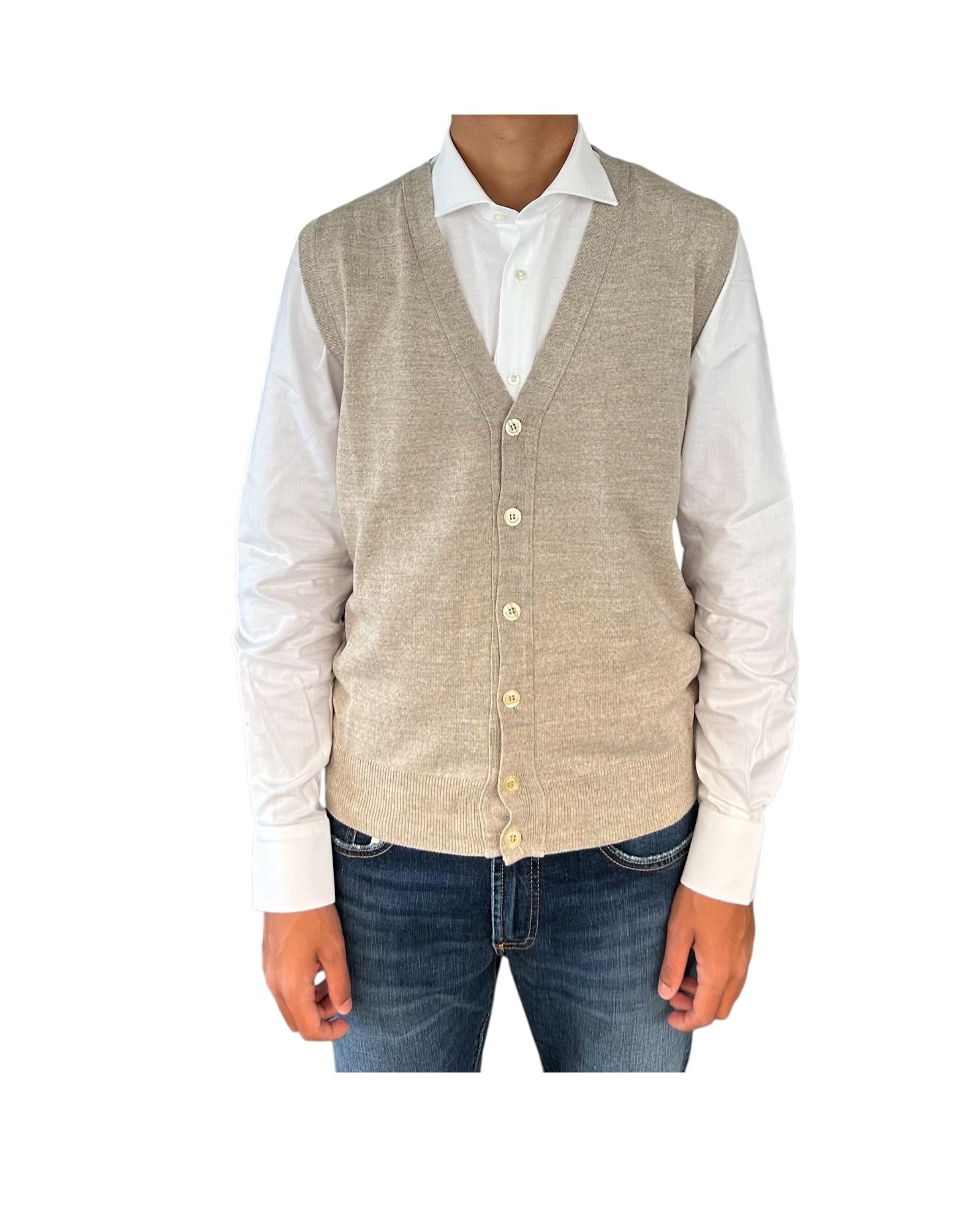 Gilet con bottoni in lana Beige 00G00149M 312 MONTECHIARO 