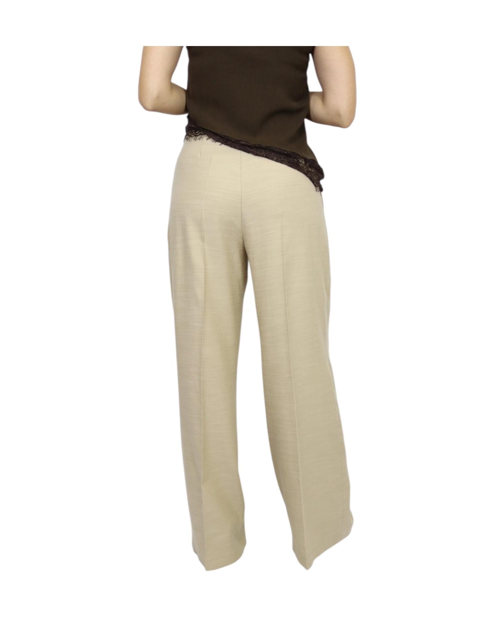 Pantalone palazzo con pinces Beige PGE Q108 021 HAVEONE 