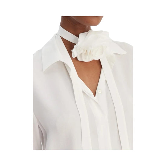 Camicia in misto seta con fusciacca a fiore Bianco CALCA 001 MARELLA 