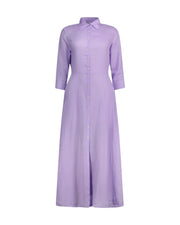 Long lilac linen chemisier dress