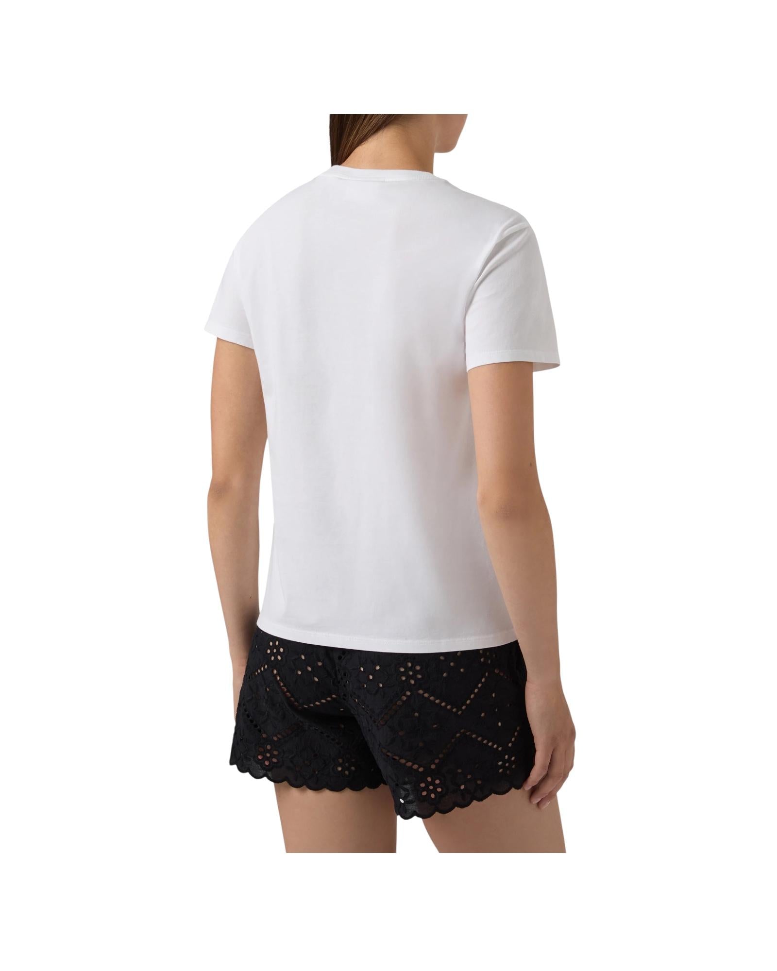 T-Shirt bianca con ricamo Più borse che occhiaie EMI0001 08579L MC2 SAINT BARTH 