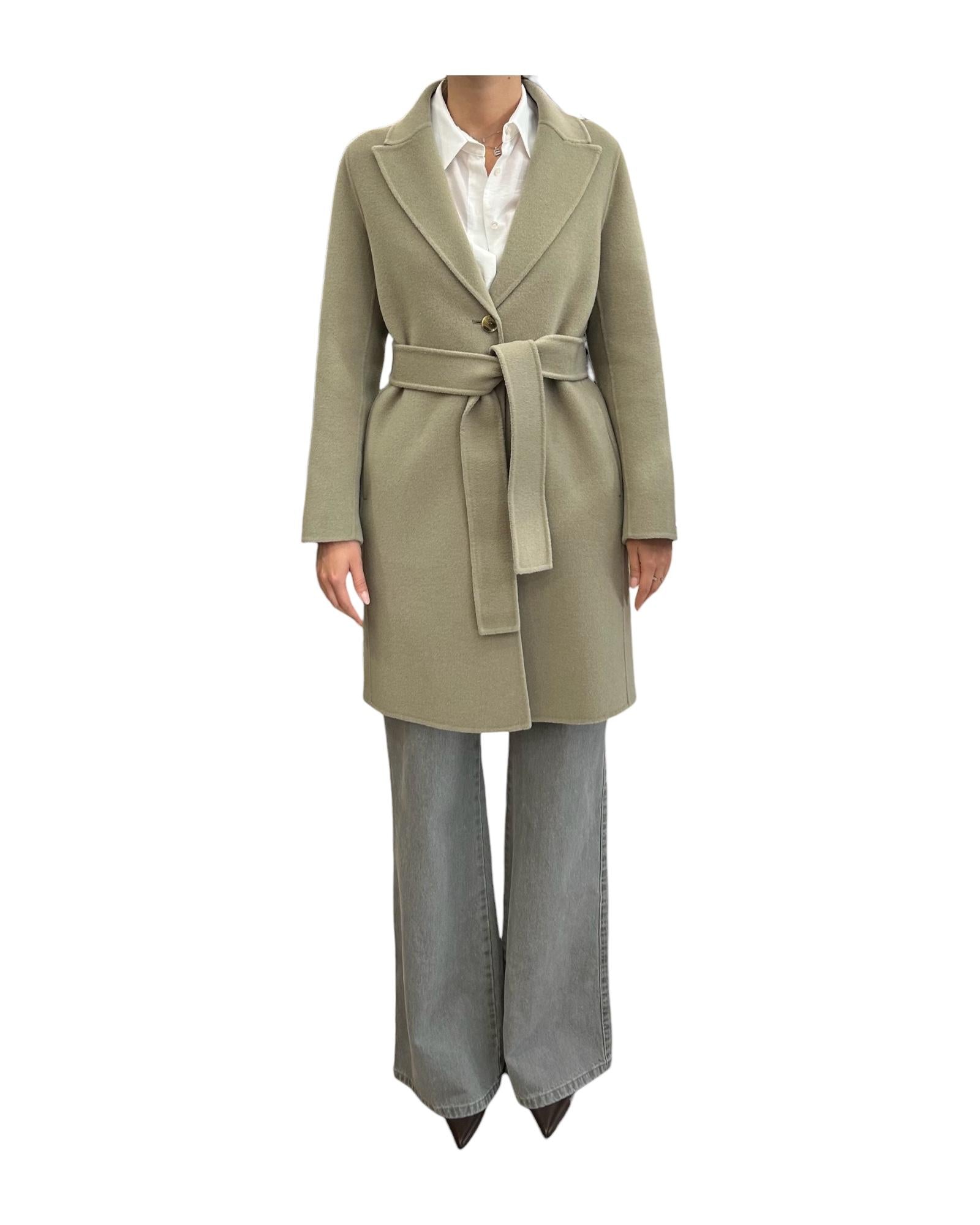 Cappotto in double di misto lana Verde menta POLKA 008 MARELLA 