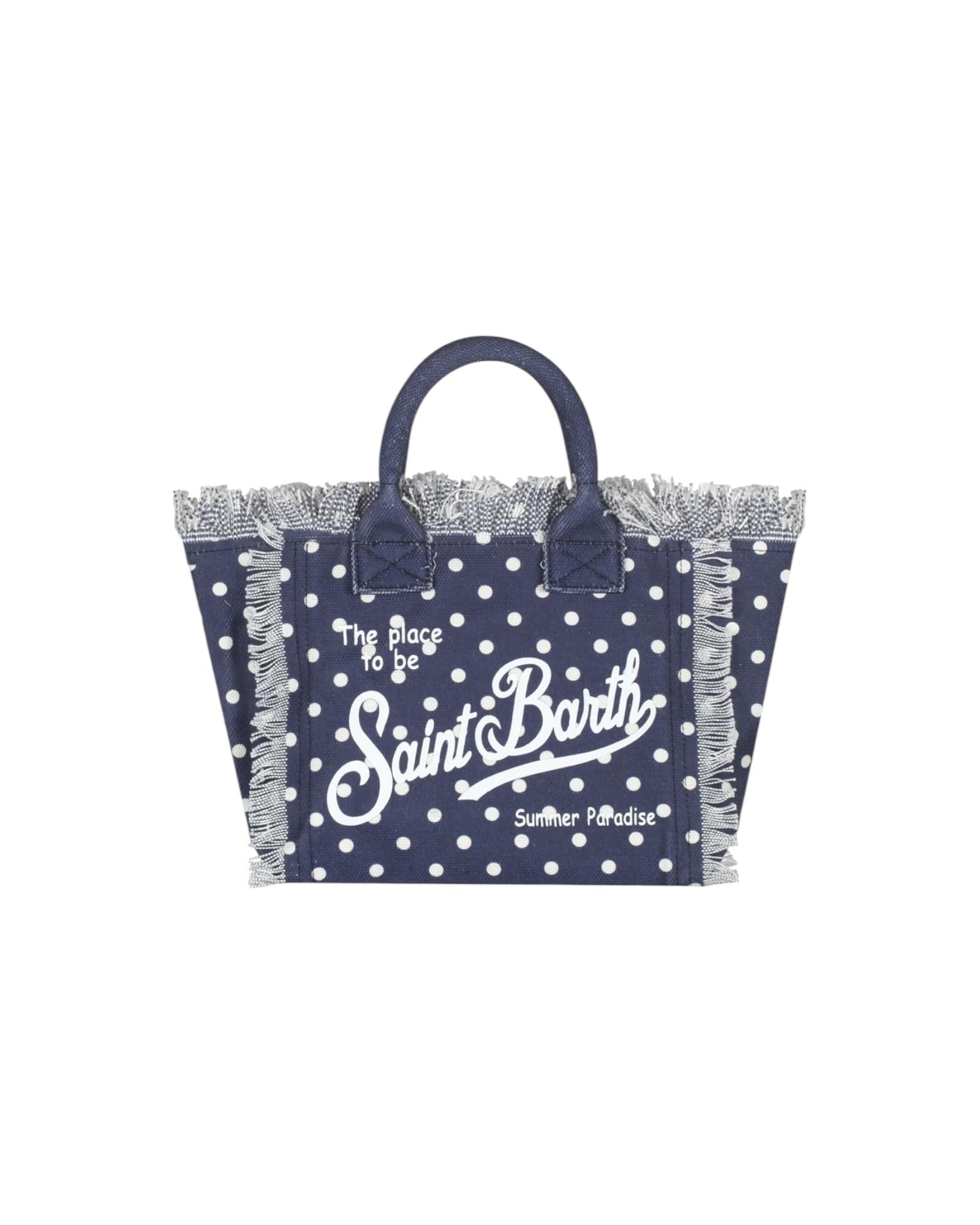 Borsa Colette in canvas di cotone blu con pois COL0001 05335H MC2 SAINT BARTH 