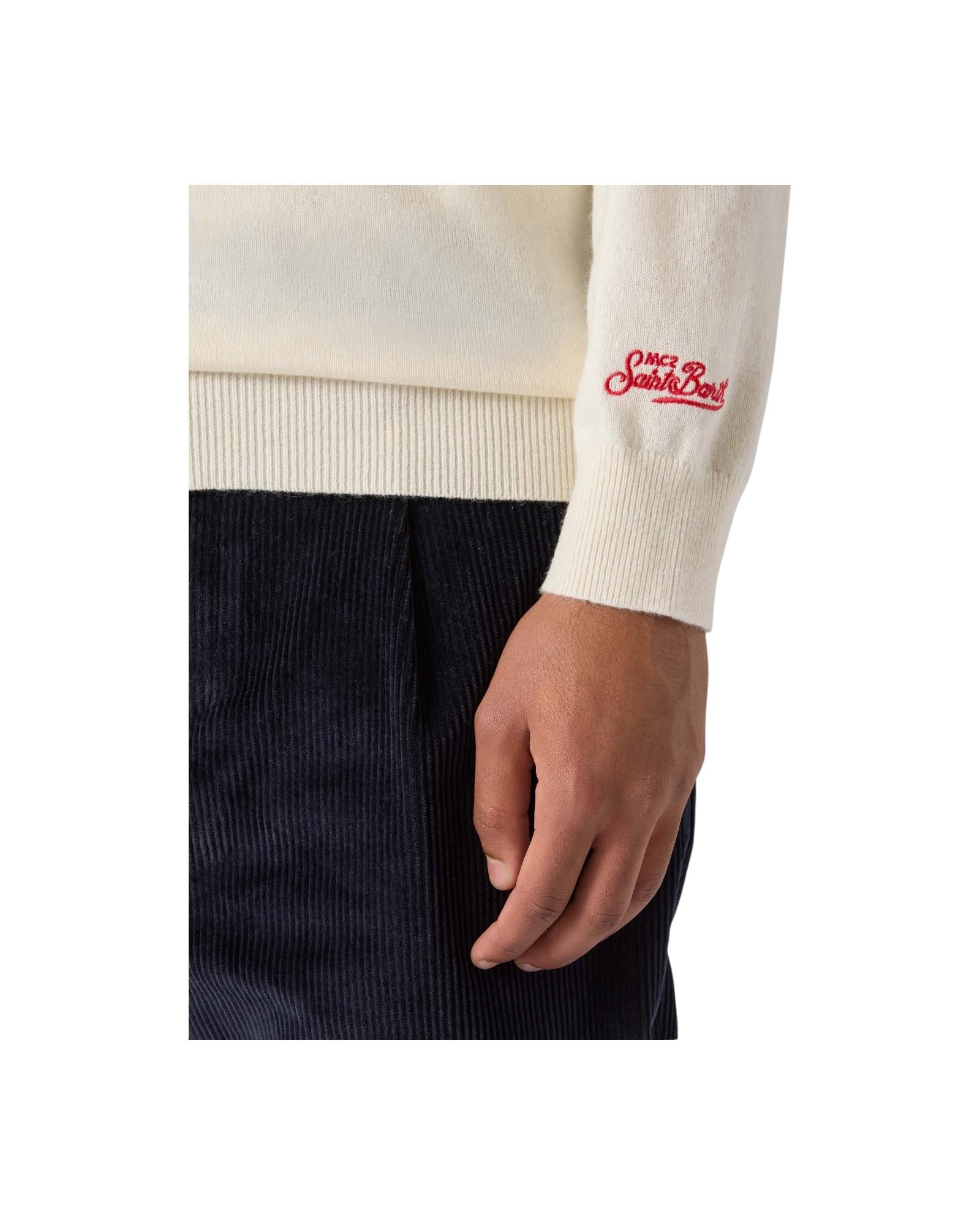 Maglione girocollo con ricamo Anche questo natale,, se lo semo levato dalle palle! HER0024 03386I MC2 SAINT BARTH 