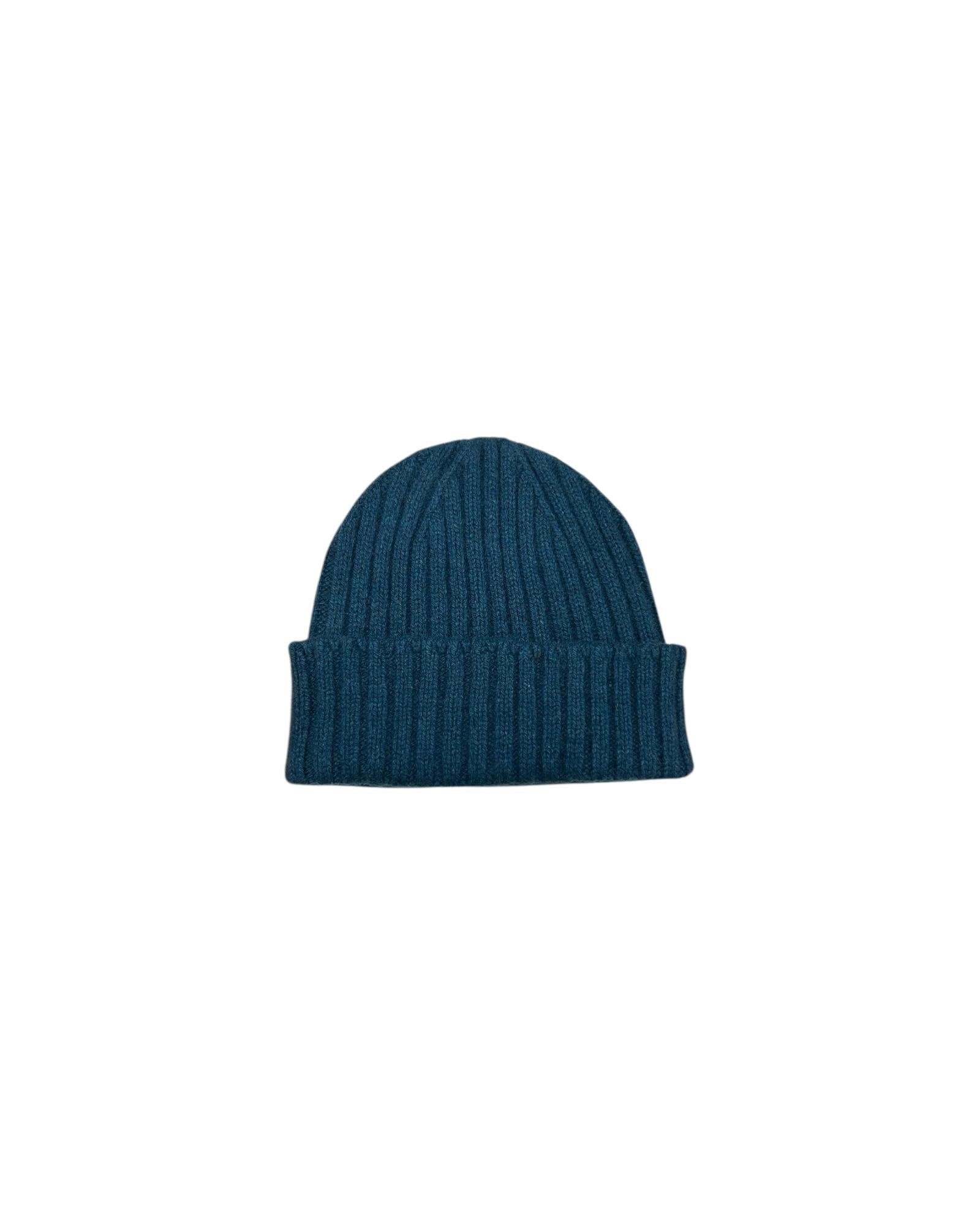 Cappello in cashmere a costine Petrolio MAICOL PETROLIO OPIFICIO MARECHIARO 