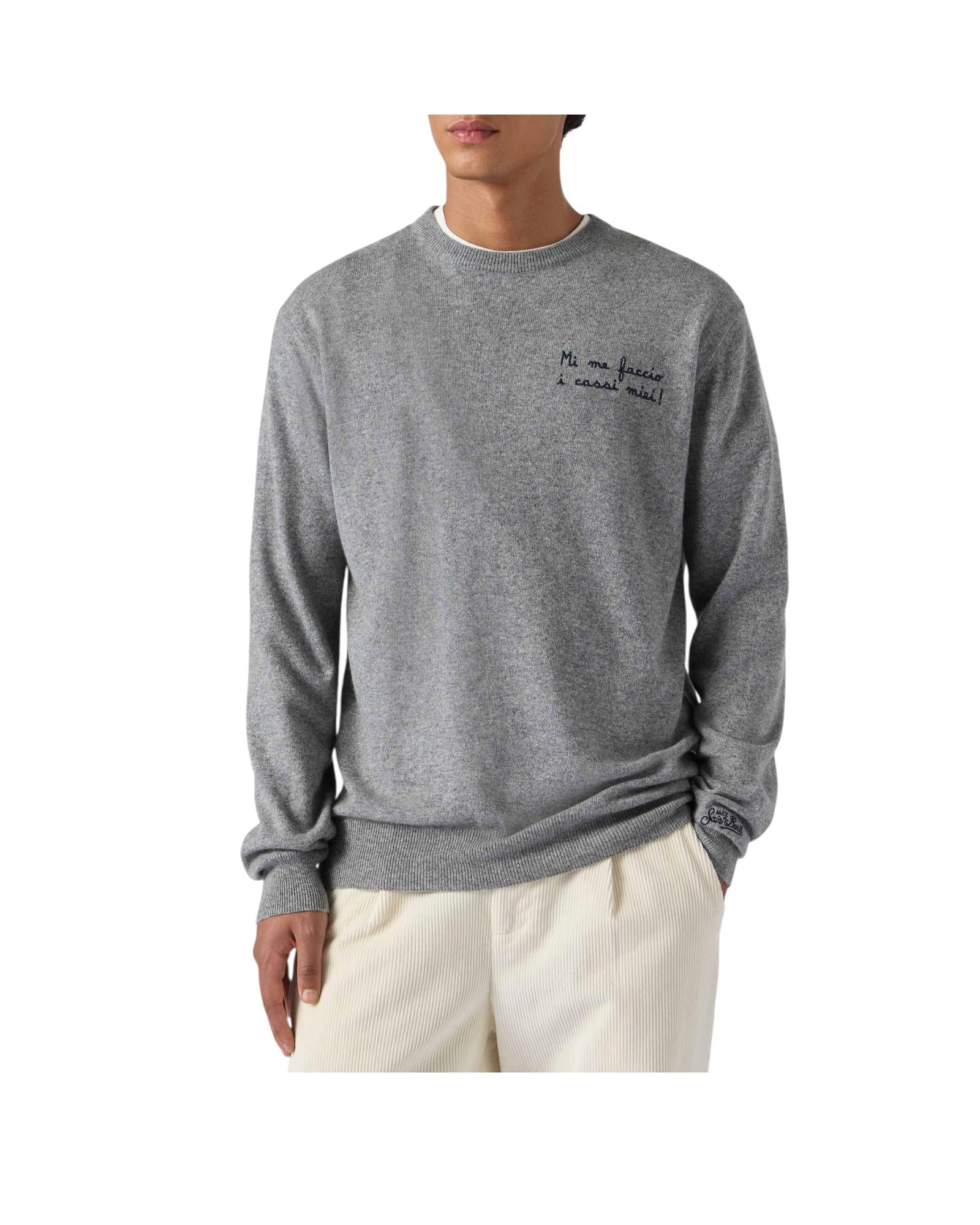 Maglione girocollo con ricamo Mi me faccio i cassi miei! HER0024 03394I MC2 SAINT BARTH 