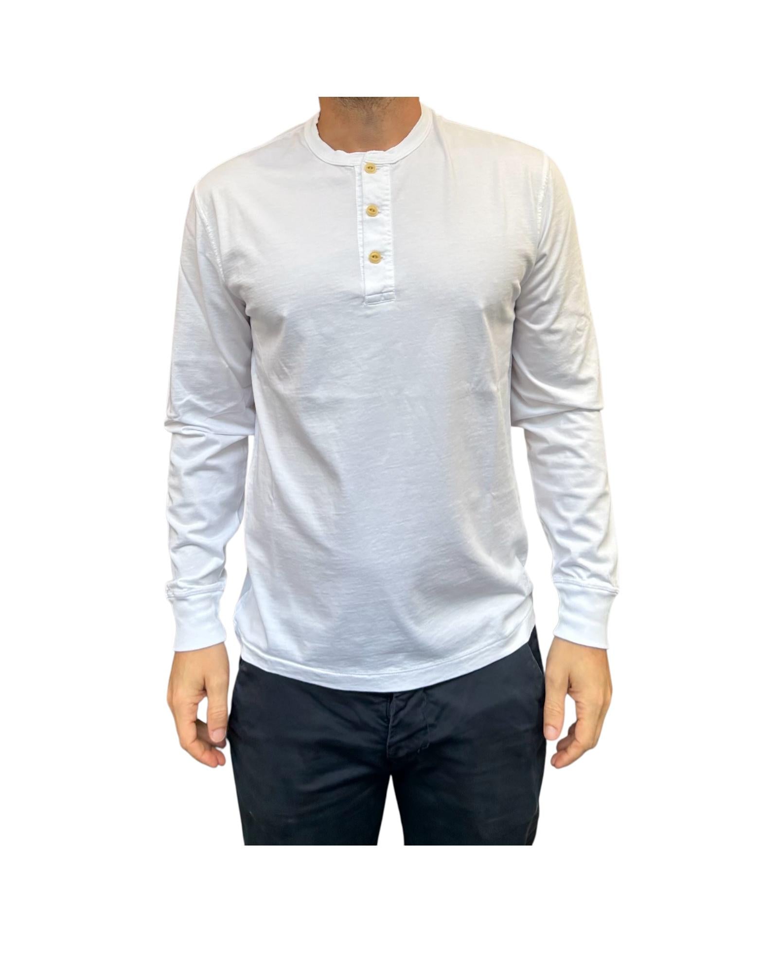 T-shirt amnica lunga con bottoni White W1011 WHITE BL'KER 