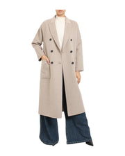 Cappotto Doppiopetto misto lana Tortora melange