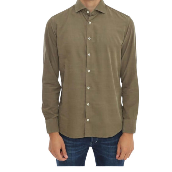 Camicia uomo velluto mille righe Verde B1683 5 BASTONCINO 