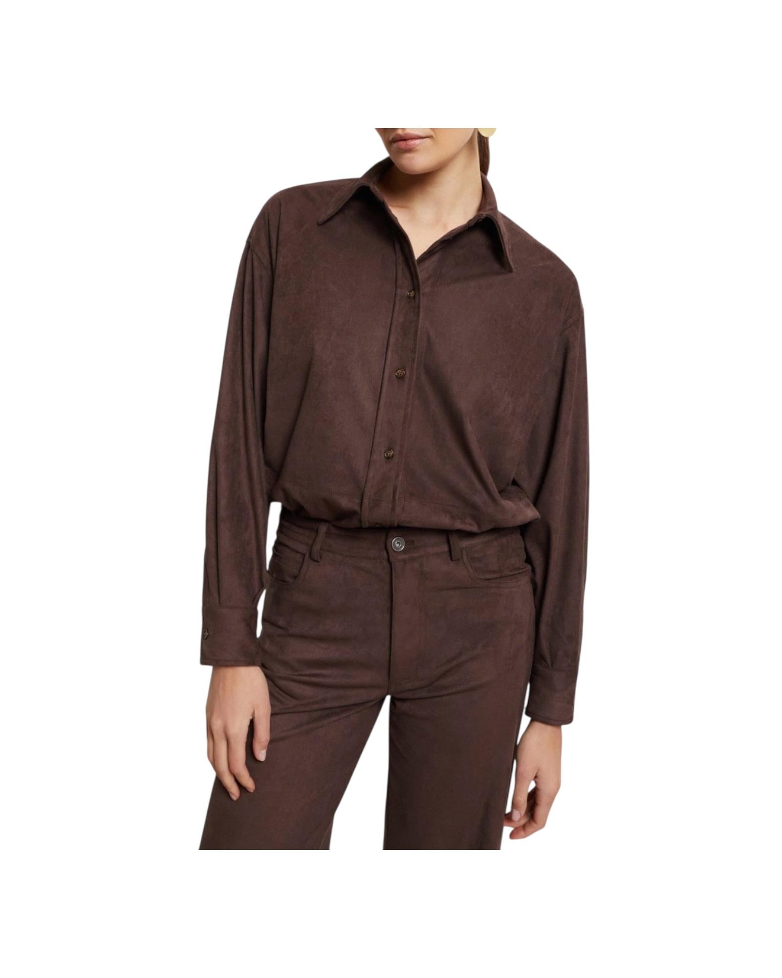 Camicia con fondo arrotondato Brown FNT DC5157 BROWN OTTOD'AME 