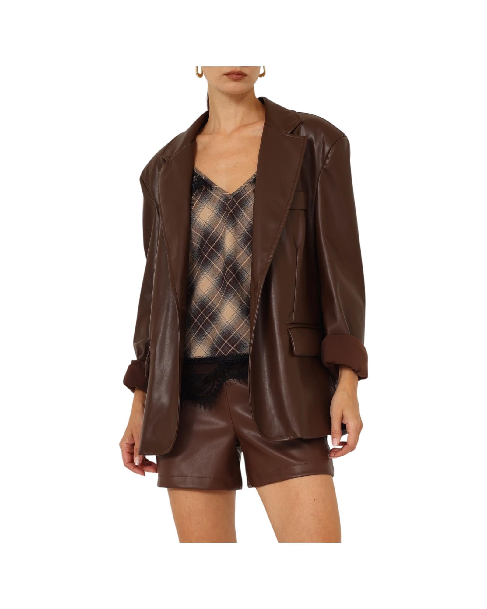 Blazer in ecopelle Marrone D01E0601 MARRONE Philia loft