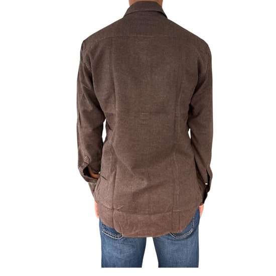 Camicia uomo in flanella Marrone B2338 12 BASTONCINO 