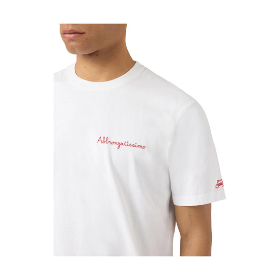 T-shirt Portofino bianca con ricamo Abbronzatissimo POT0001 04532L MC2 SAINT BARTH 