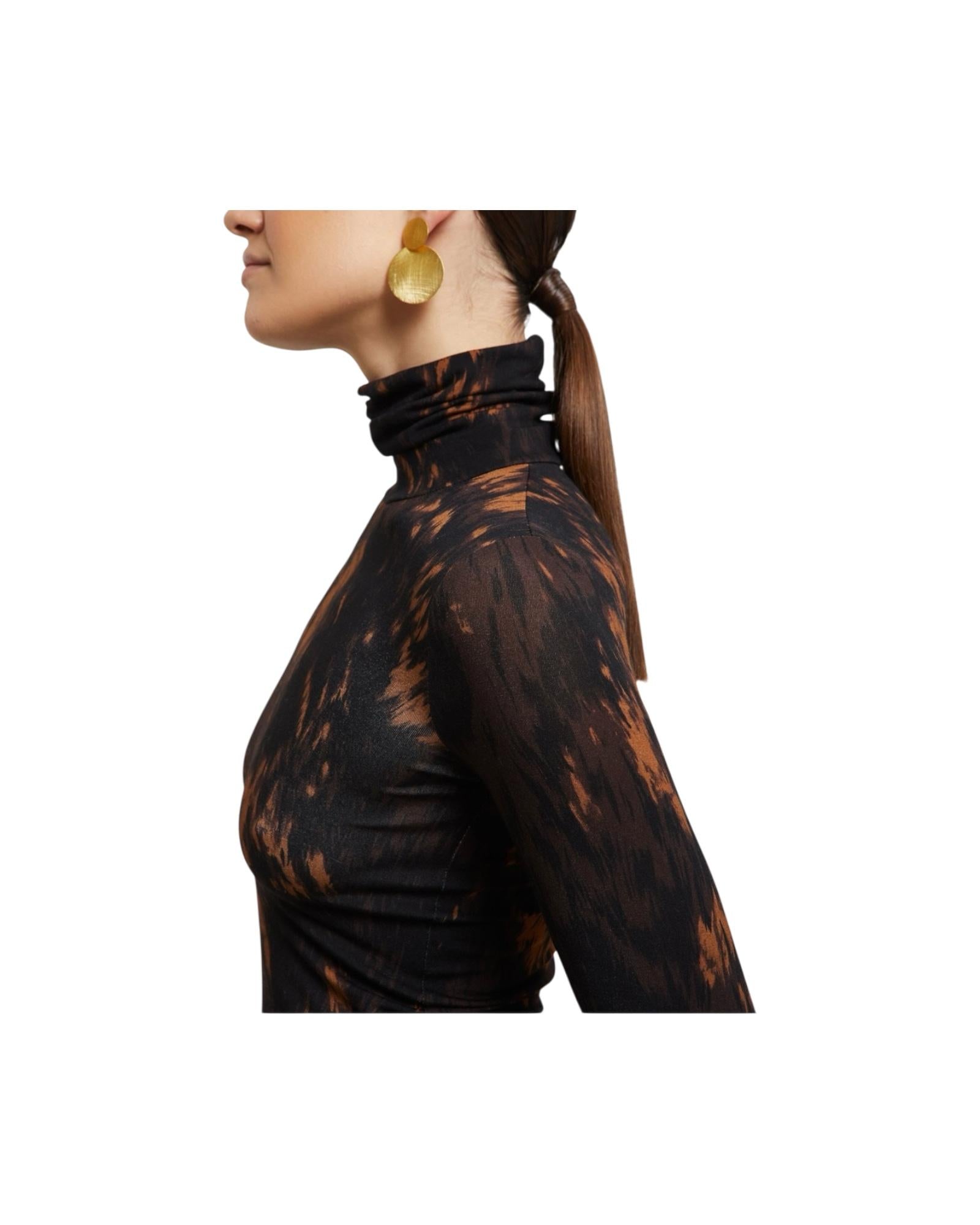 Dolcevita in viscosa stampata RLE DM8147 NERO MARRONE OTTOD'AME 