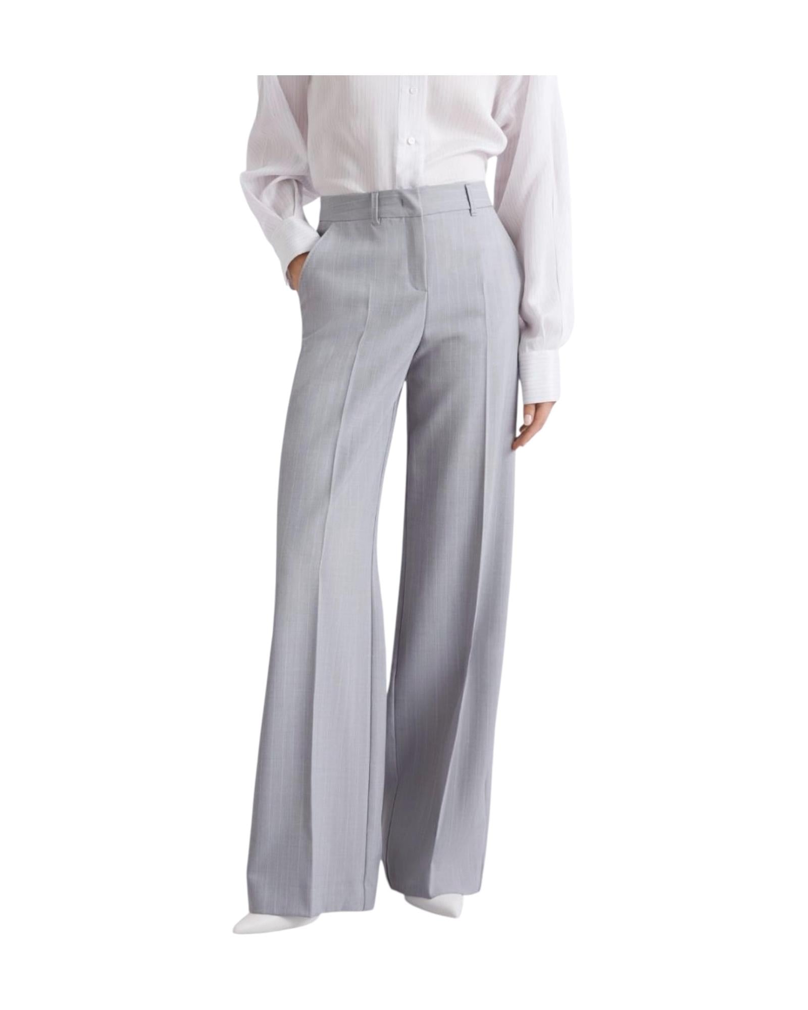 Pantalone dritto in tela stretch malfilé Check grigio GIUNCHI 001 MARELLA