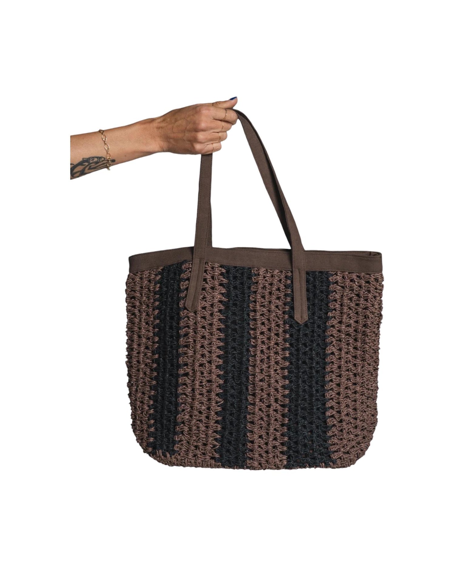 Borsa Tote in Raffia Chocolate AMARI CHOCOLATE IMPURE 