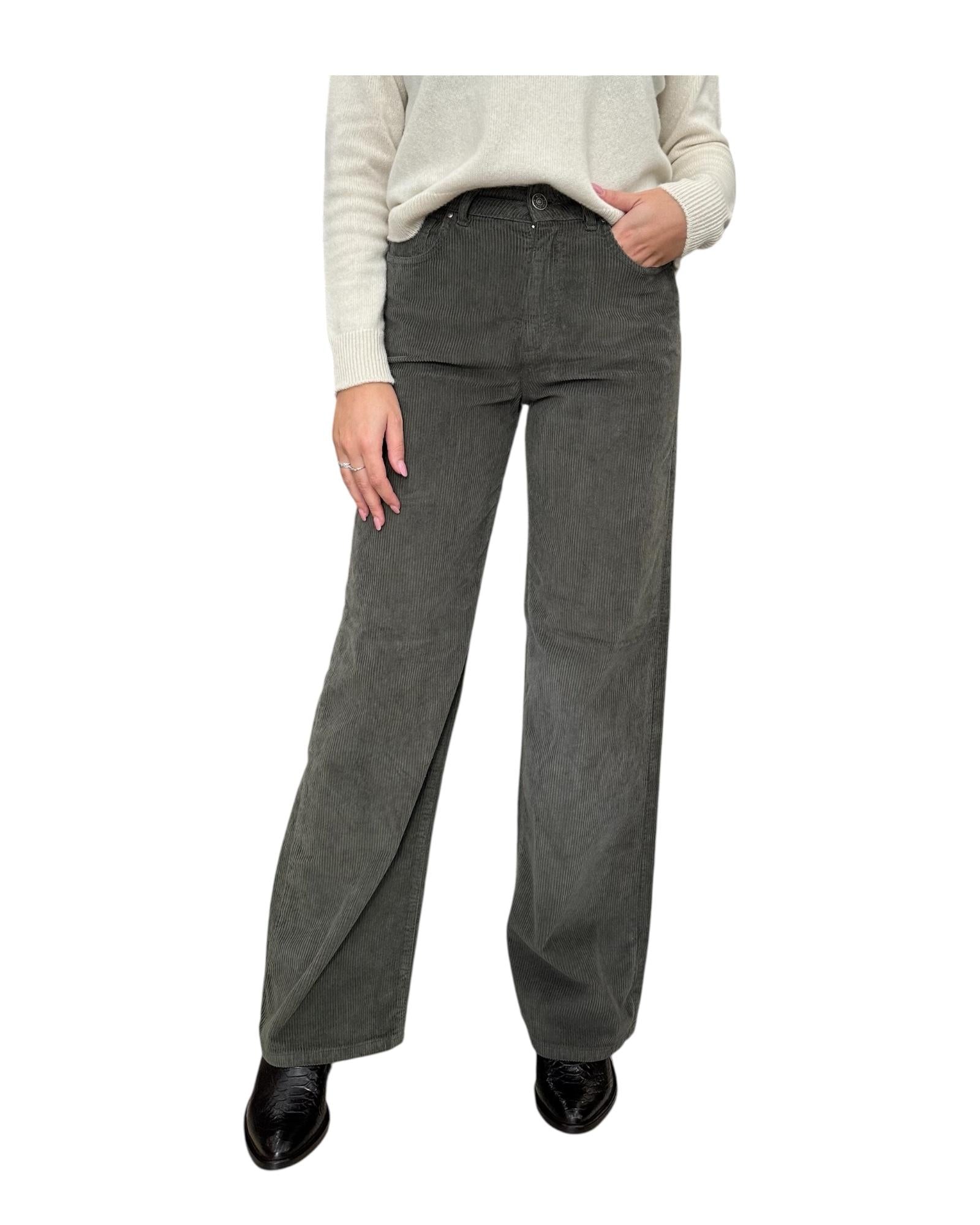 Pantalone Selene Palazzo in velluto Militare SELENE 10 MILITARE God save denim