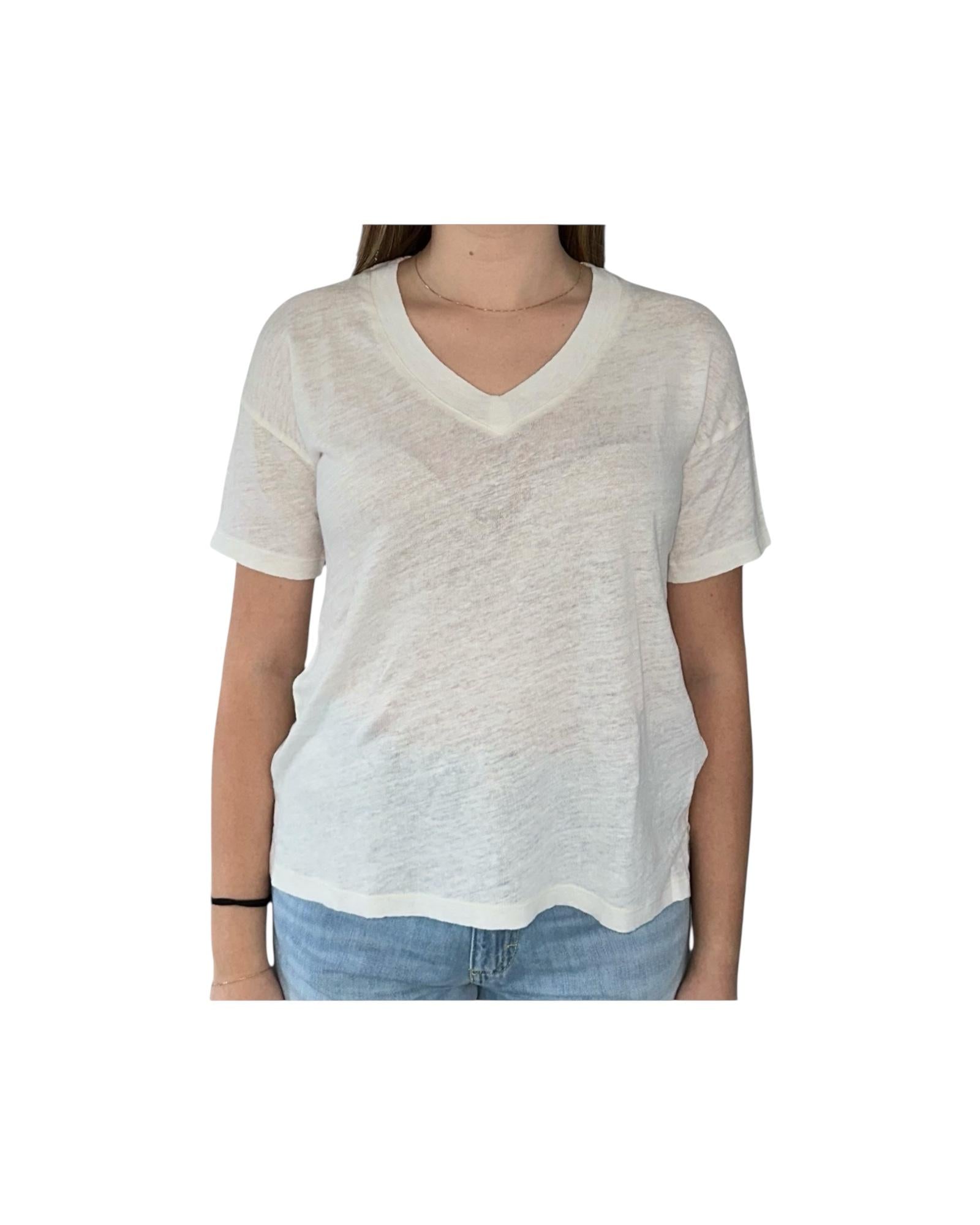 T-Shirt Nancy in lino bianca NANCY LINO BIANCO CHS