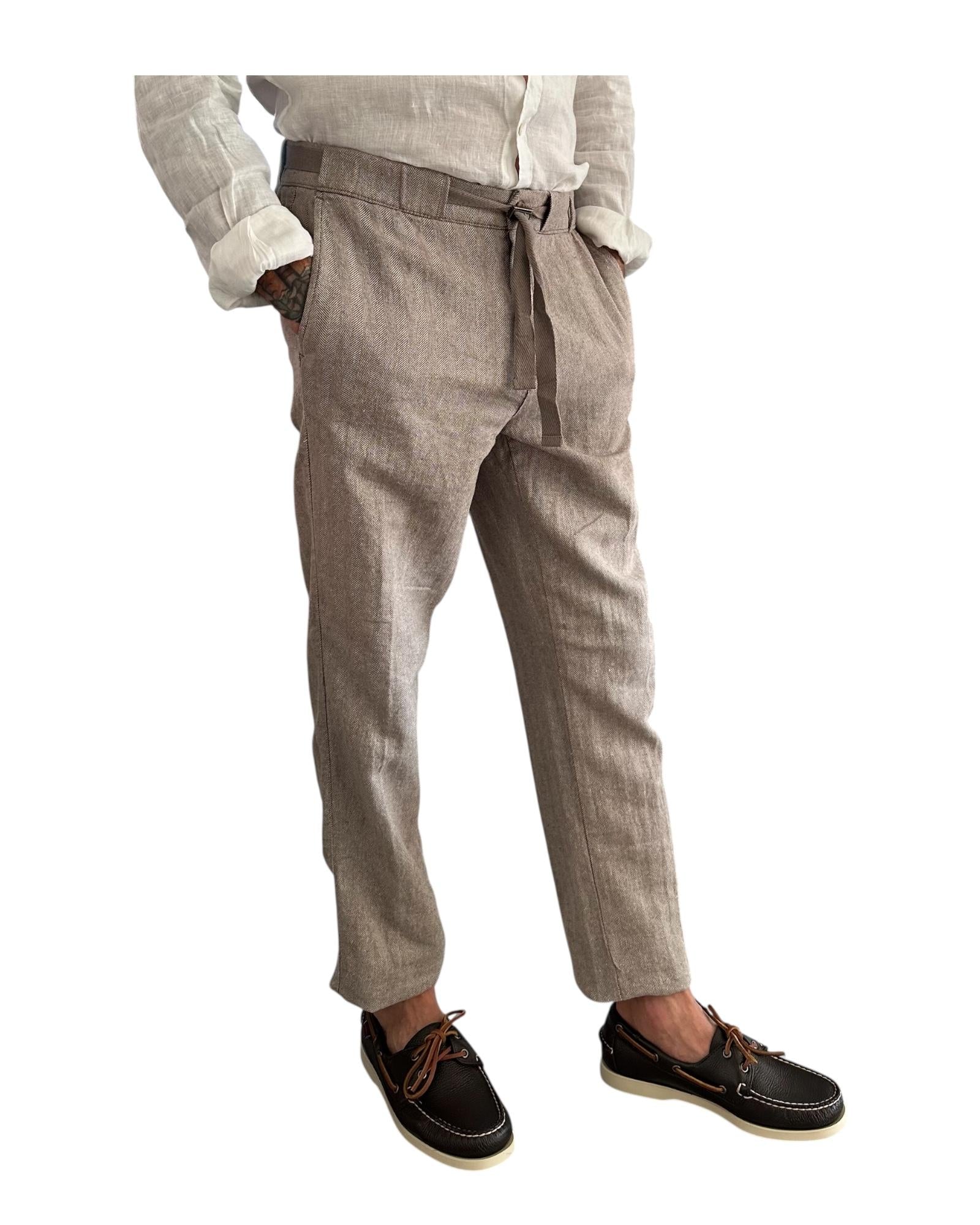 Pantalone misto lino Coffee Brown AU25S31PA PA1432 COFFEE BROWN Alley docks 