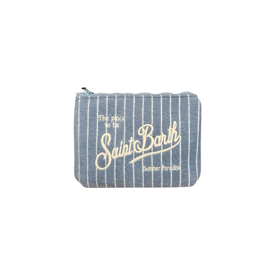 Pochette Aline Sponge righe Bianco celeste ALI0003 07477L MC2 SAINT BARTH 