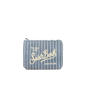 Pochette Aline Sponge righe Bianco celeste ALI0003 07477L MC2 SAINT BARTH 
