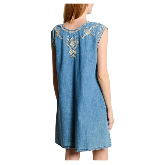 Vestito corto Sylvie in denim ricamato SYLVIE BLUE HAZE MAISON HOTEL 