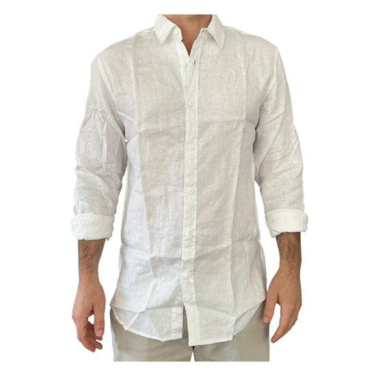 Camicia uomo in lino White CAMICIA LINO TINTA UNITA WHITE RE.VI.VAL 