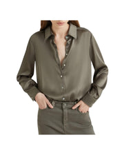 Camicia in raso di misto seta Verde