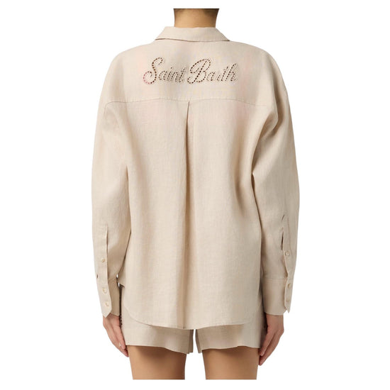 Camicia Cristal Poket in lino Beige CYS0002 08194L MC2 SAINT BARTH 