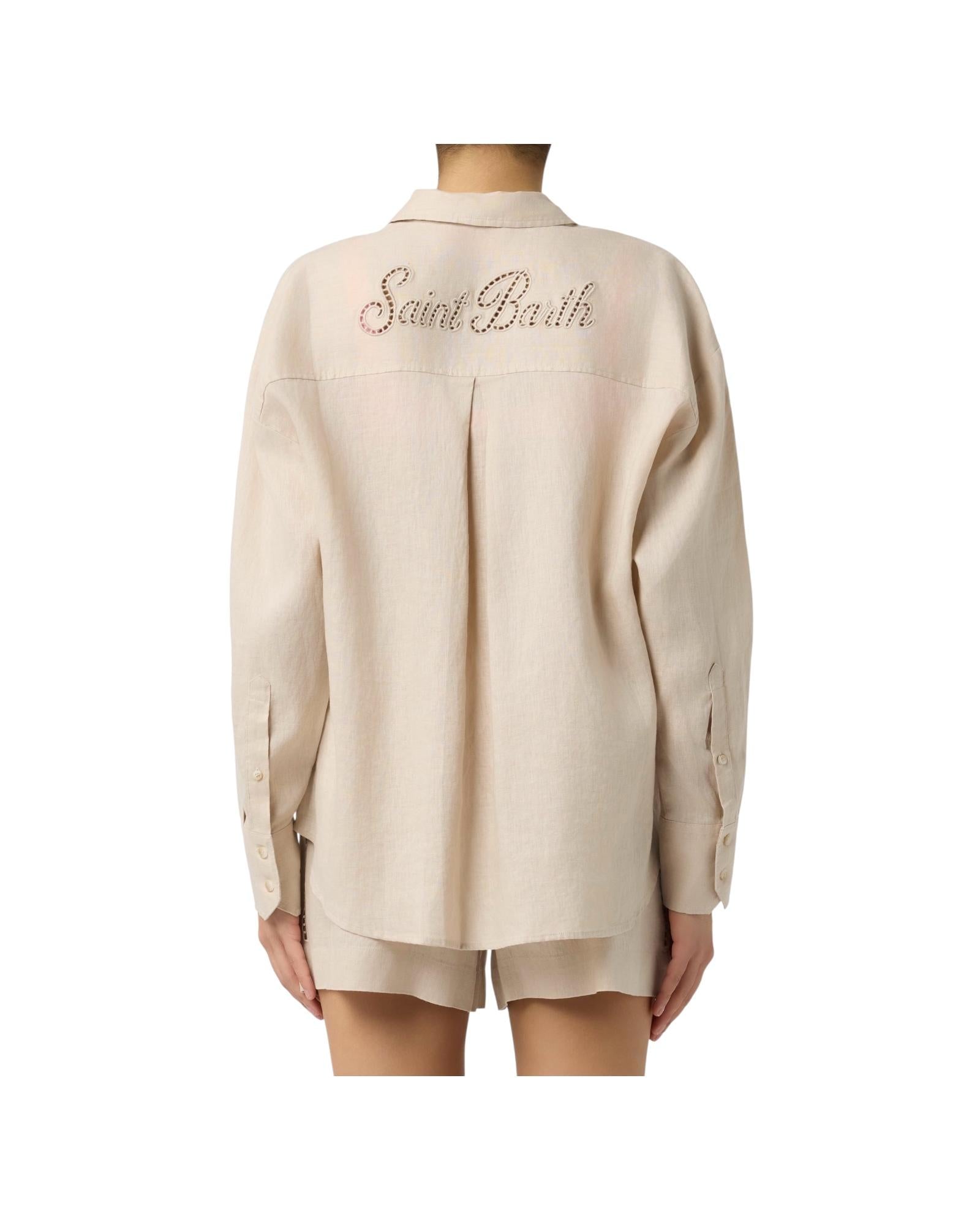 Camicia Cristal Poket in lino Beige CYS0002 08194L MC2 SAINT BARTH 