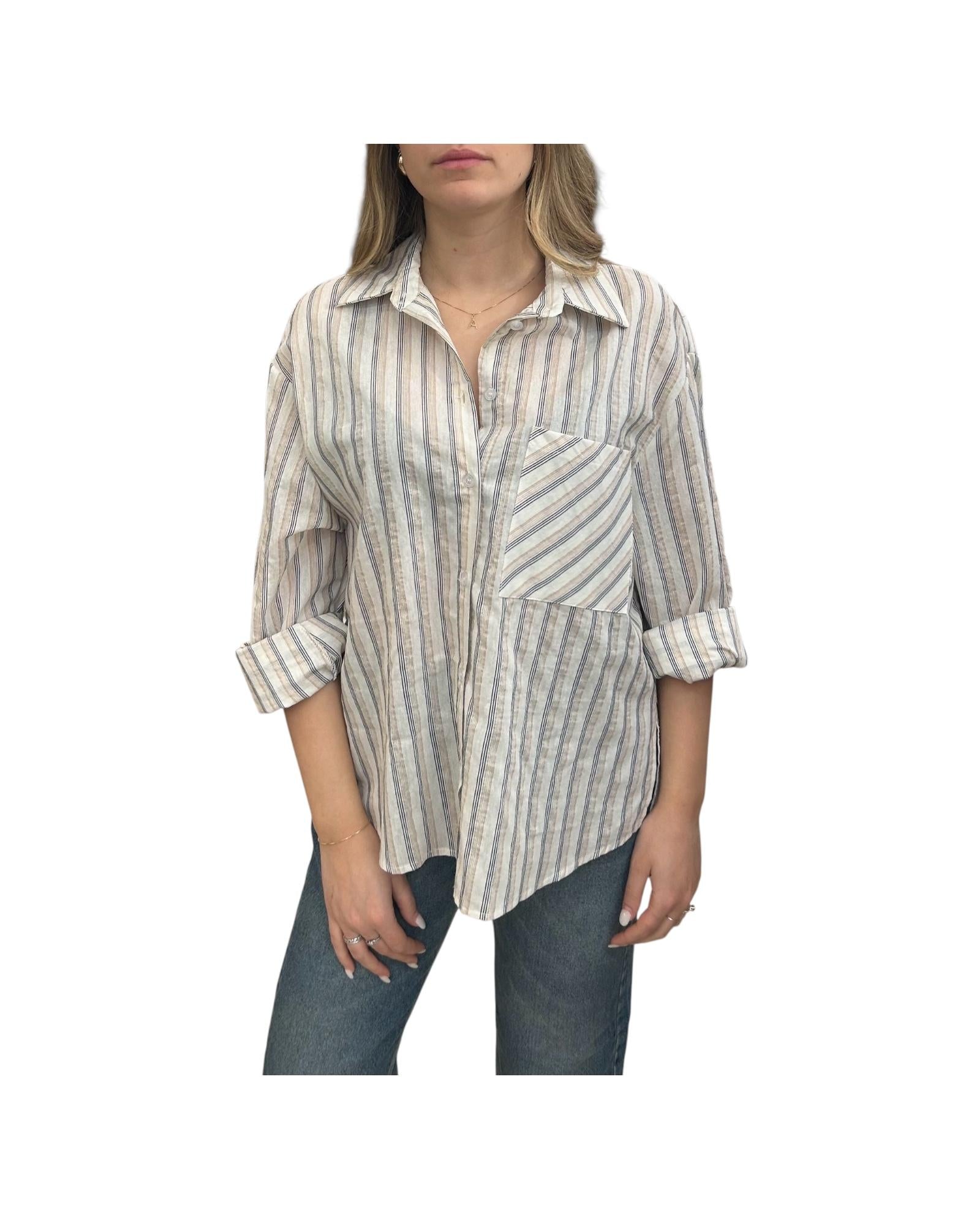 Camicia Over a righe CFW Q042 030 HAVEONE 