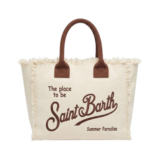 Borsa Vanity in canvas Panna e marrone VANI001 01818L MC2 SAINT BARTH 
