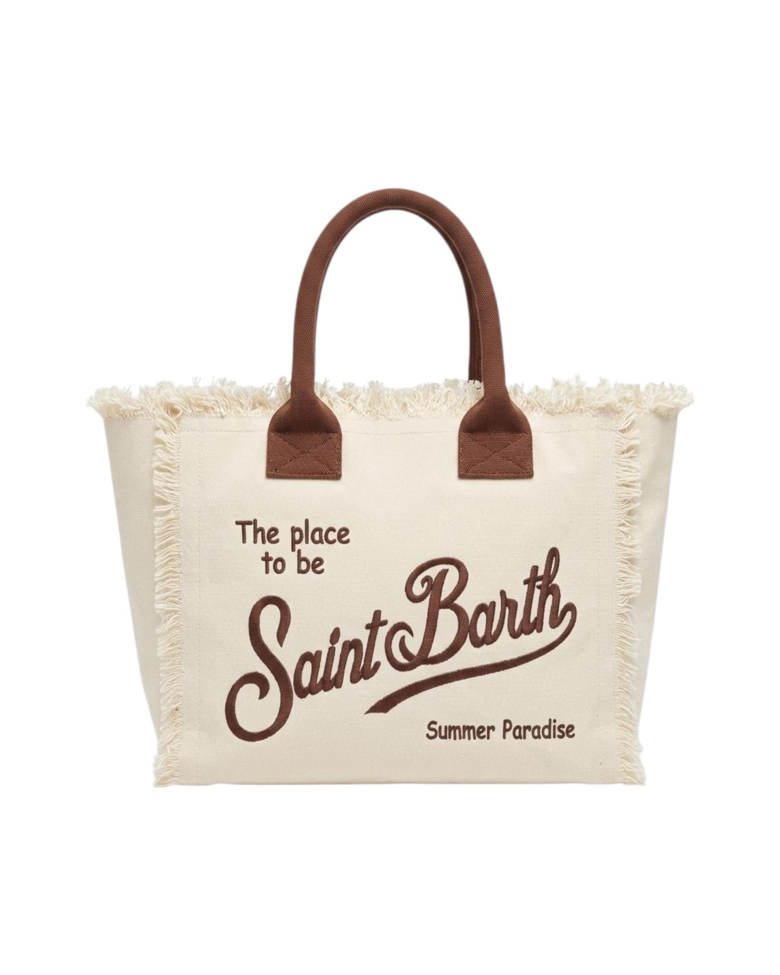 Borsa Vanity in canvas Panna e marrone VANI001 01818L MC2 SAINT BARTH 