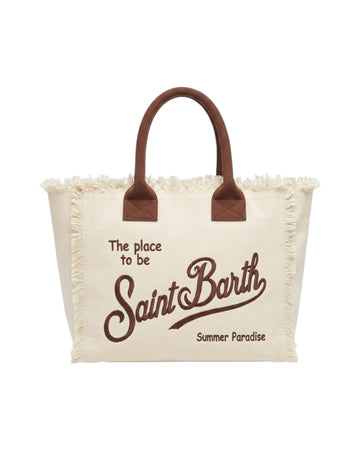 Borsa Vanity in canvas Panna e marrone VANI001 01818L MC2 SAINT BARTH 