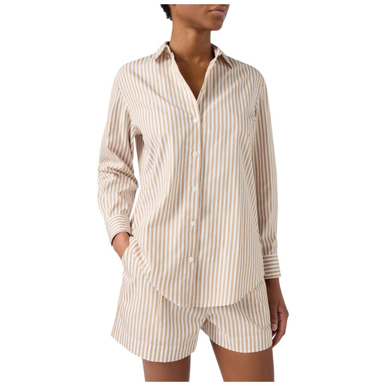Camicia in cotone a righe beige con ricamo BRIG001 00724L MC2 SAINT BARTH 