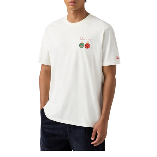 T-shirt in cotone Bianco con ricamo Che due... ARN0001 00545I MC2 SAINT BARTH 