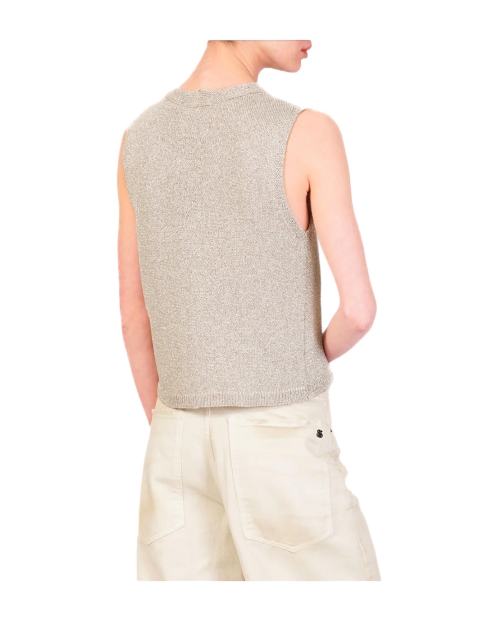 Gilet in maglia lurex pietra Z37R0266 PIETRA SOUVENIR