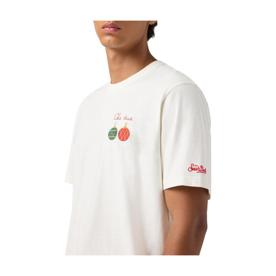 T-shirt in cotone Bianco con ricamo Che due... ARN0001 00545I MC2 SAINT BARTH 