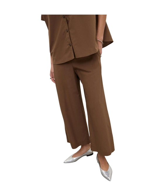 Pantalone cropped in popeline Cioccolata PCH DP9741 CIOCCOLATA OTTOD'AME 