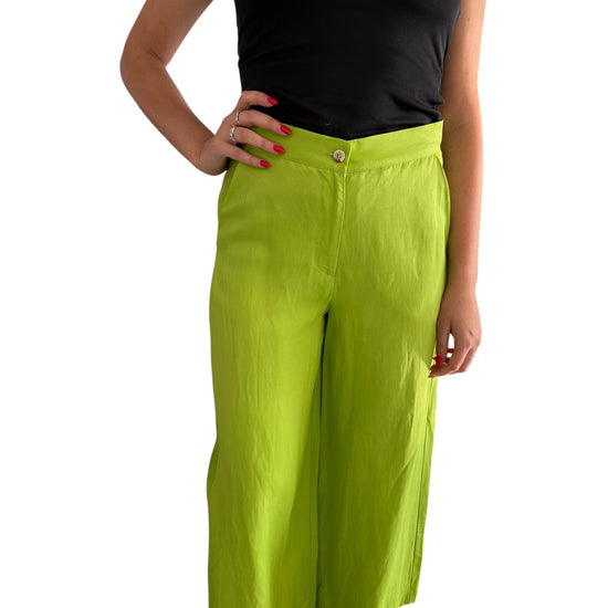 Pantalone a palazzo Lime PANTALONE LINO/VISCOSA LIME SUSAN DI 
