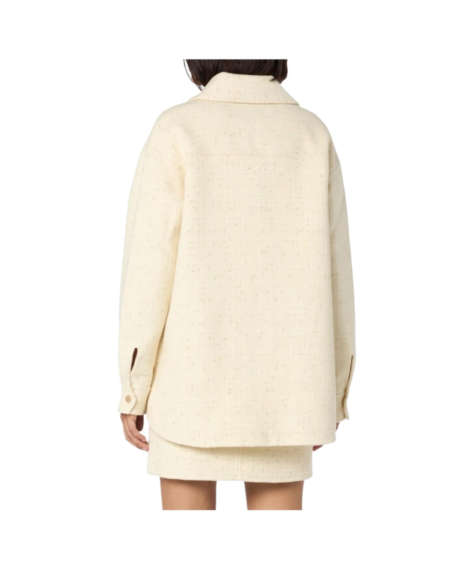 Giacca Chantel in tweed di lana bianca con paillettes CNH001 00467G MC2 SAINT BARTH
