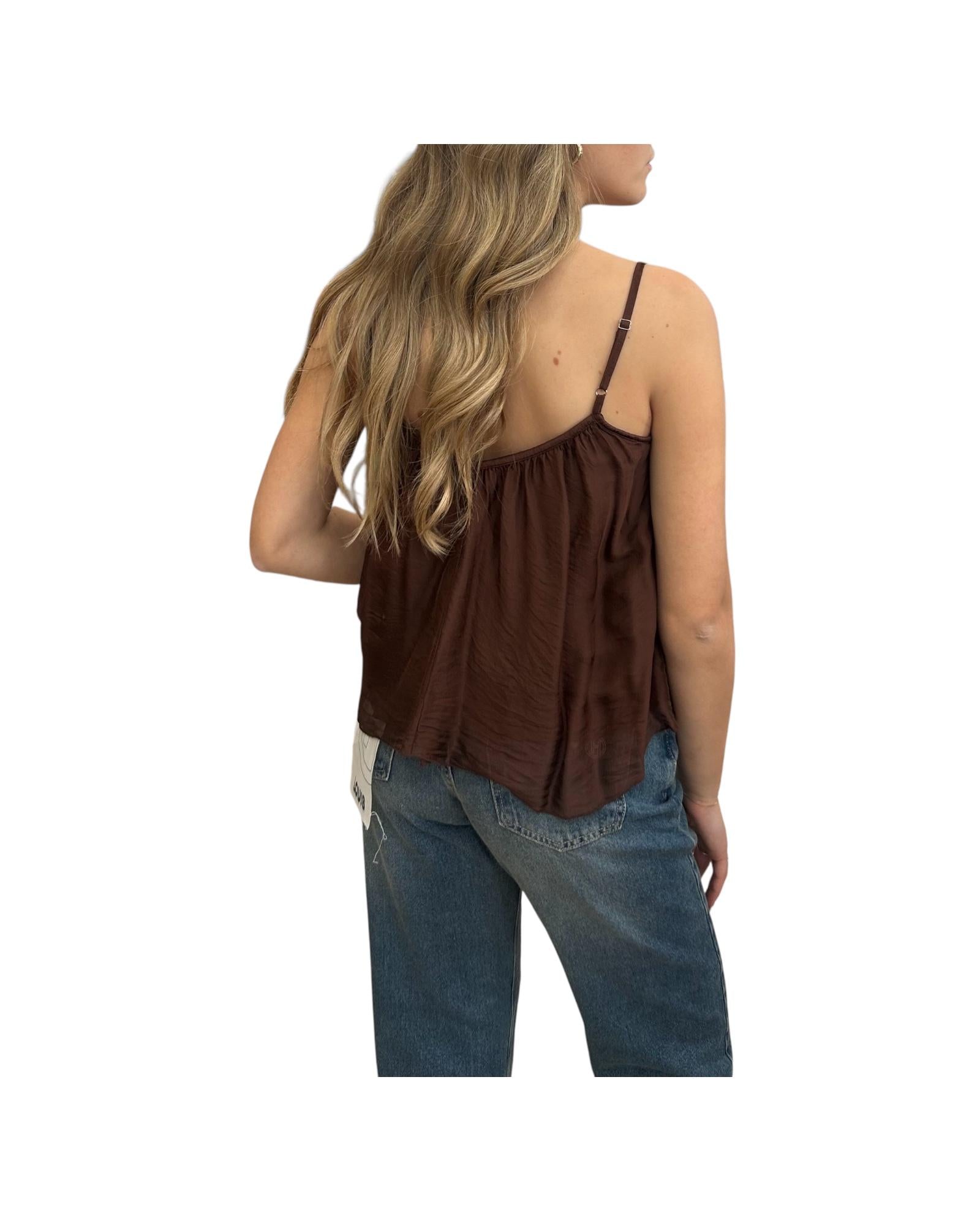 Top in viscosa e seta Cioccolato RFF Q007 232 HAVEONE 