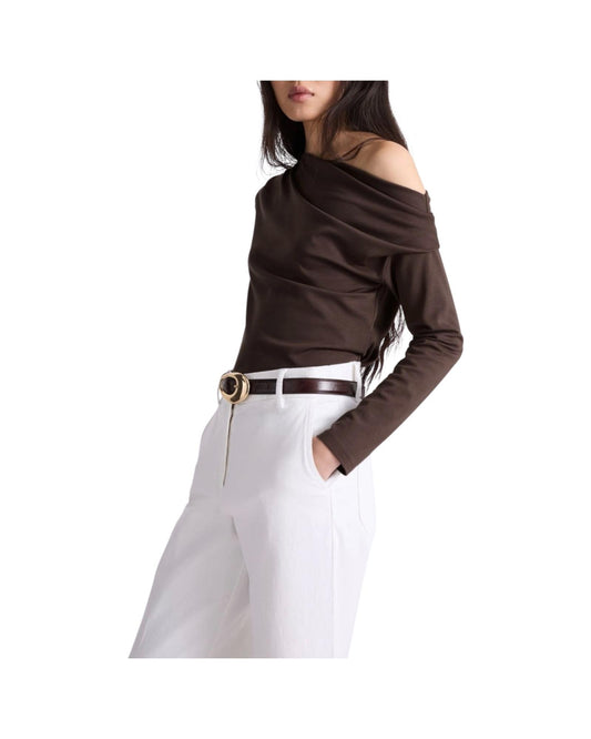 T-shirt con scollo asimmetrico Cioccolato UNNO 002 MARELLA 