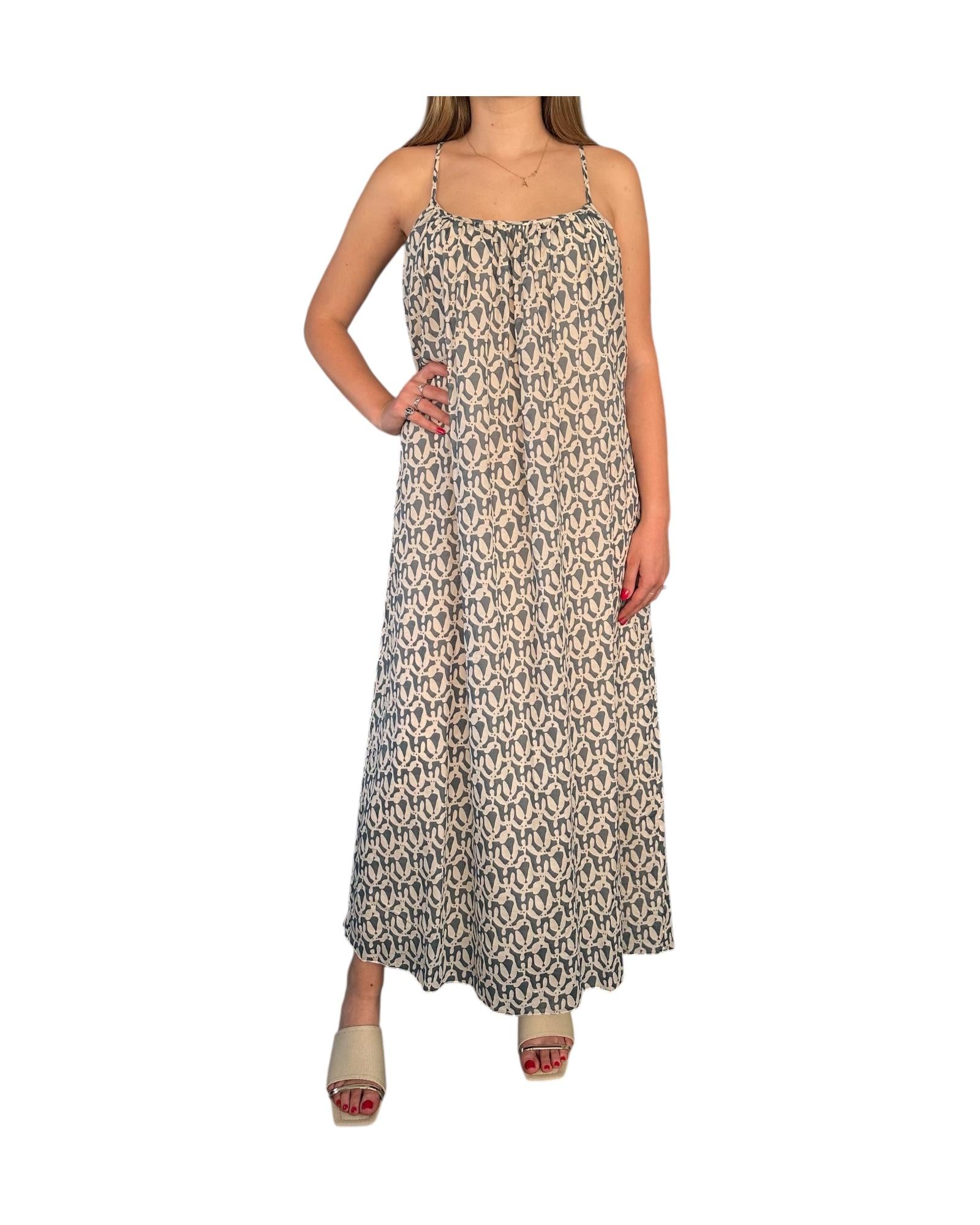 Abito lungo in cotone stampato ALD DA5230 STONE WASH OTTOD'AME 