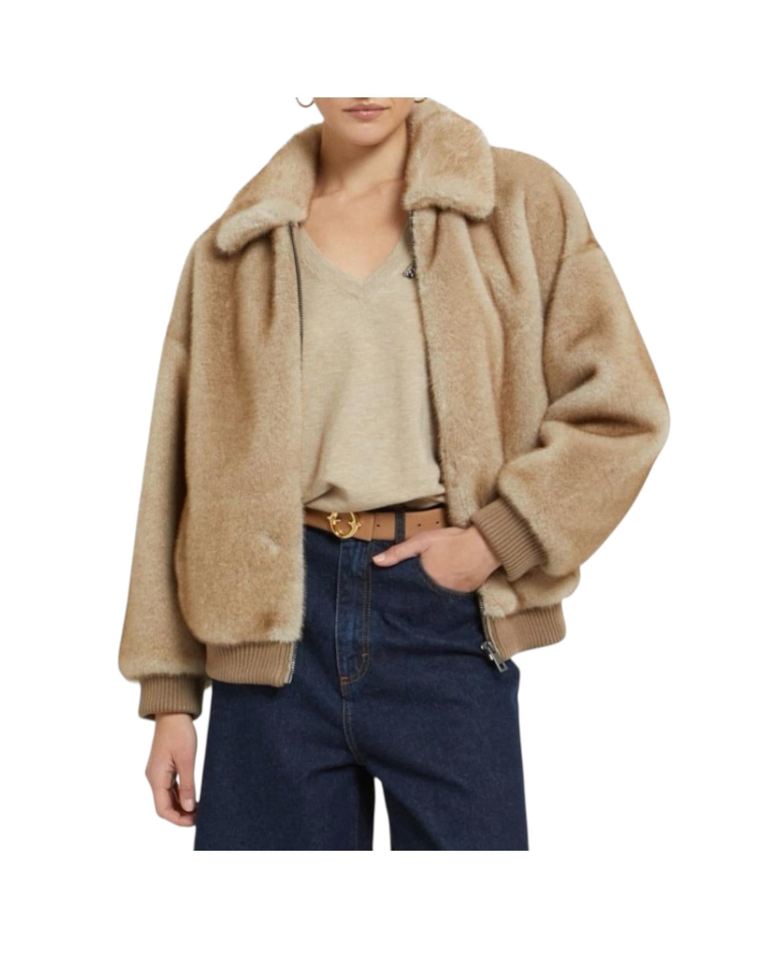 Giacca in ecopelliccia Beige GSS DJ0058 UNICA OTTOD'AME 