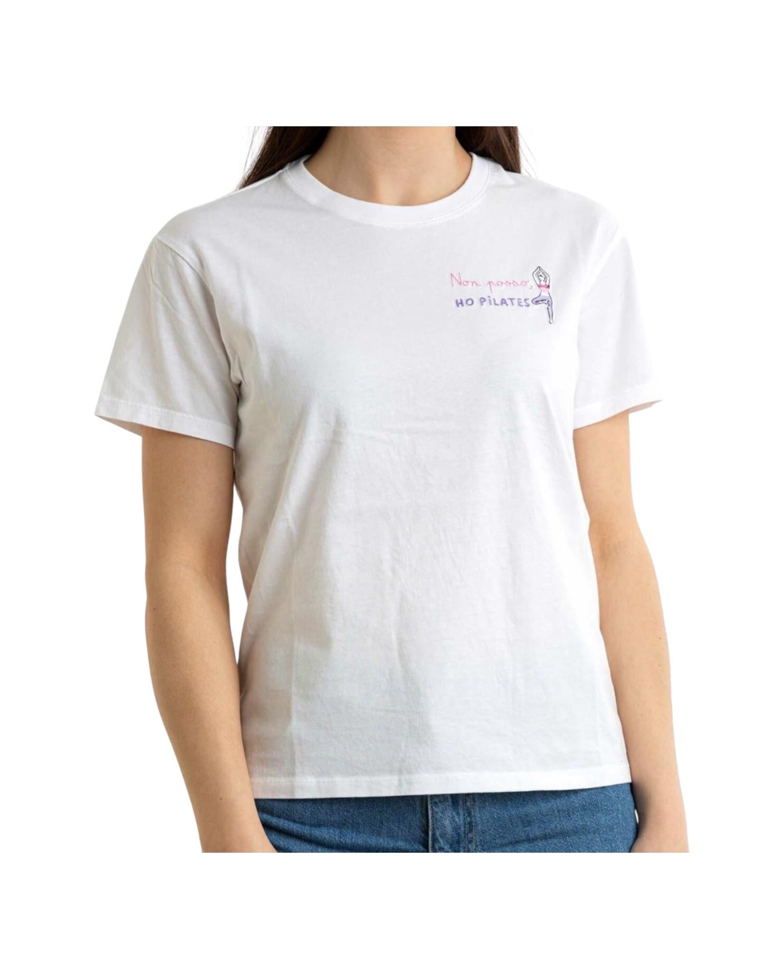 T-shirt Emilie in cotone con ricamo Non posso ho pilates EMI0001 06018H MC2 SAINT BARTH 