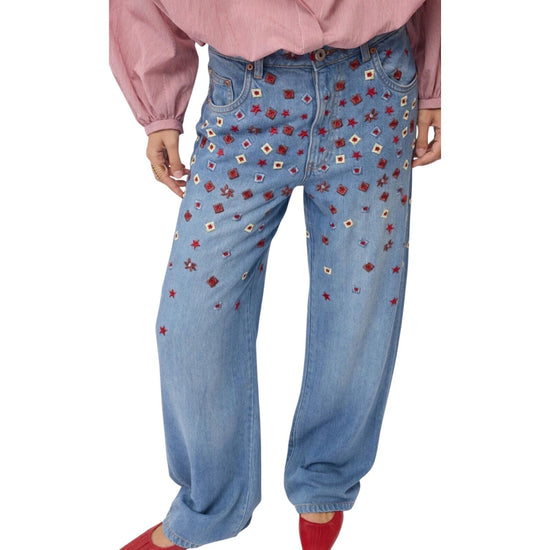 Jeans Full leg ricamati JNN DP9975 DENIM OTTOD'AME 