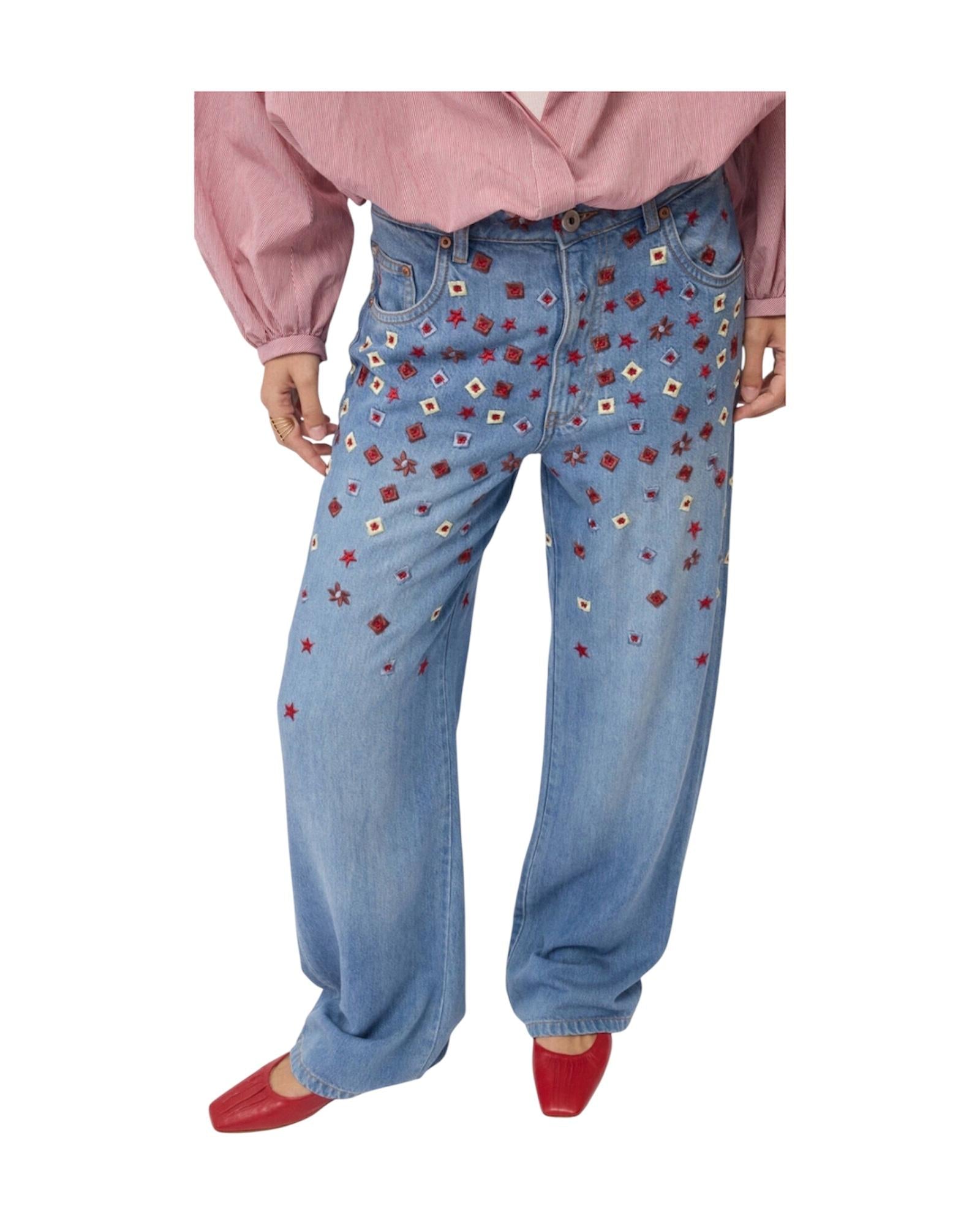 Jeans Full leg ricamati JNN DP9975 DENIM OTTOD'AME 