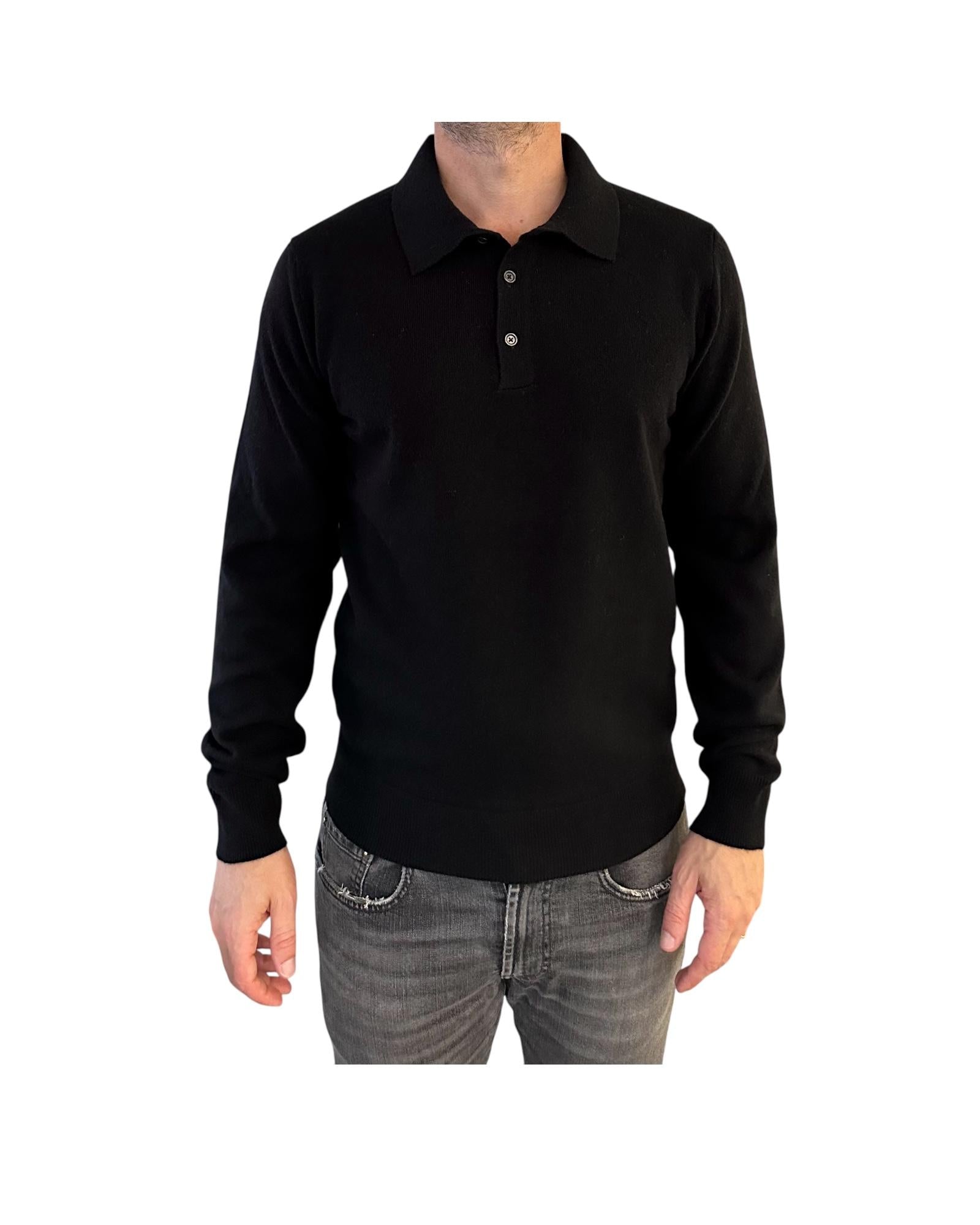 Polo con bottoni in lana Nero 5103 0900 +39MAsq 