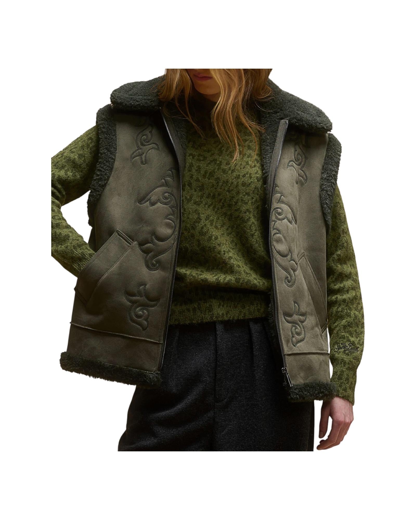 Smanicato Shearling con ricamo Verde HES003 00224I MC2 SAINT BARTH 